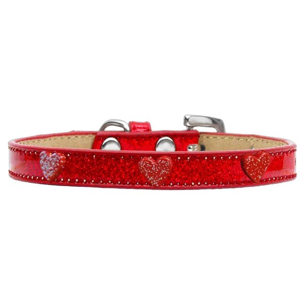 Mirage Pet Products Red Glitter Heart Widget Dog CollarRed Ice Cream Size 12 633-12 RD12